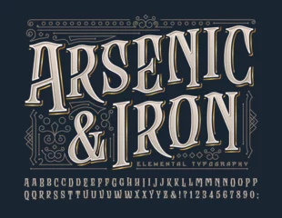 Poster Arsenic and Iron is an ornate old-word alphabet with victorian and art deco elements and effects. © Mysterylab