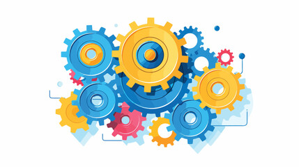Vector image of gears with white background 2d flat