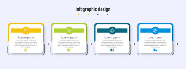 Design infographic template, timeline with 4 steps or option, can be used for workflow diagram, info chart, web design. vector illustration.