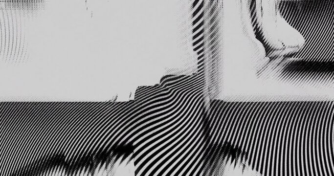 4k animated background, infinite loop - Black and white Halftone grunge texture morphing wavy wallpaper.