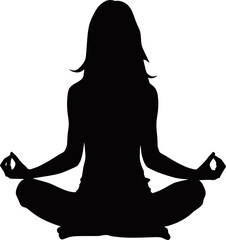 silhouette of a woman sitting in lotus position