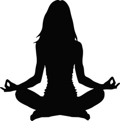 silhouette of a woman sitting in lotus position
