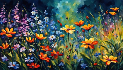 Obraz na płótnie Canvas colorful wildflowers in the garden