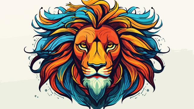 Vector image of lion illustration in coloring lines