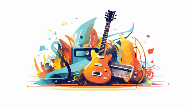 Vector image of music icon on white background 2d flat