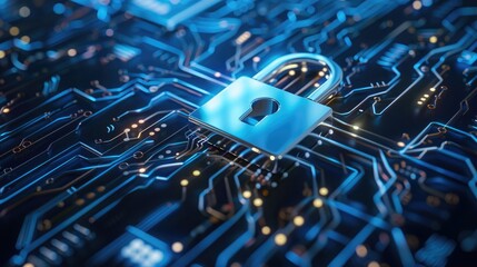 cybersecurity concept, user privacy security and encryption, secure internet access Future technology and cybernetics, screen padlock.