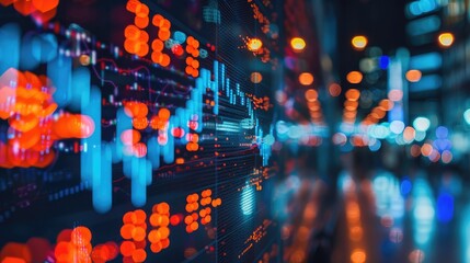 Stock exchange market graph analysis background