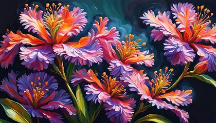 beautiful wildflowers paint with oil painting style