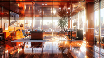 Modern Office Lobby with Stylish Furniture and Clean Lines, Reflecting Contemporary Business Elegance