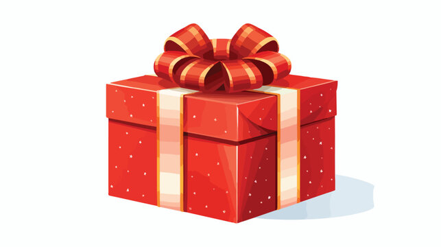 Vector image red christmas gift with white background