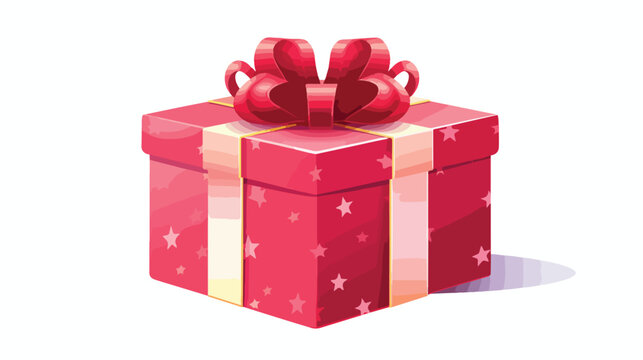 Vector image red christmas gift with white background
