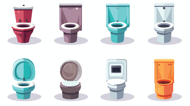 Vector image set of 10 toilet icons on white background