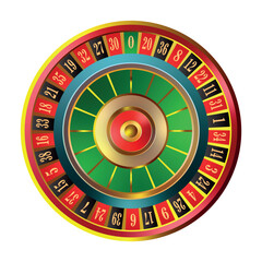 casino Roulette top view on white background