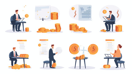 Vector image set of 2 finance images with white background