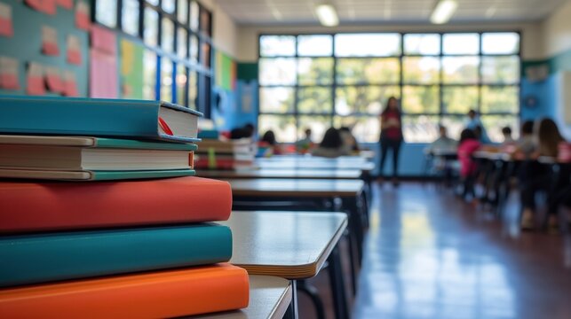 sala de aula durante uma aula, mostrando alunos concentrados estudando e o professor explicando. Esta imagem capta a din&acirc;mica e o ambiente de aprendizado em uma sala de aula