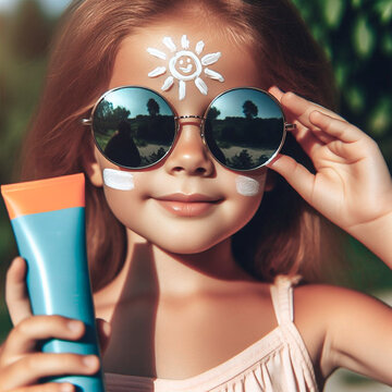 kid sunblock cream, uv protection, skincare kids, sun damage,generated with  AI