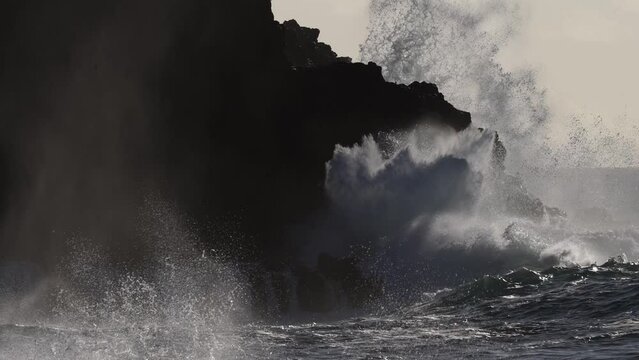 HAWAII - 3.18.2024 - Amazing slow motion footage of waves crashing upon Molokai, Hawaii.
