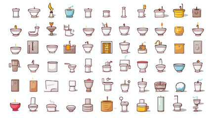 Vector image set of 36 toilet icons on white background