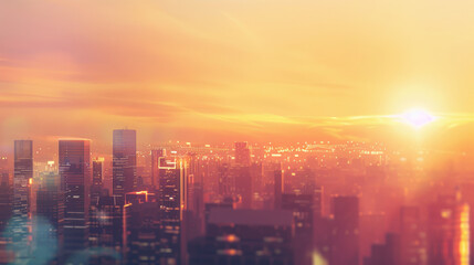 Obraz premium Summer holiday concept: Abstract blur city sunrise sky background 