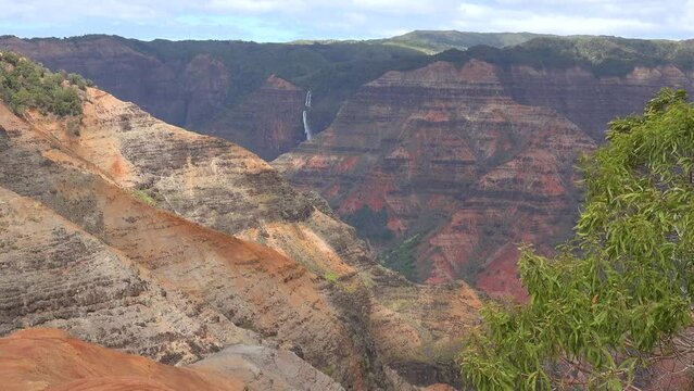 KAUAI - 3.19.2024 - Excellent aerial footage of Waimea Canyon in Kauai, Hawaii.