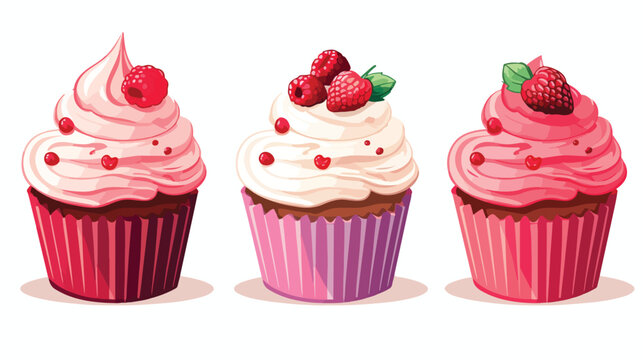 Vector image set of 4 cupcake with white background