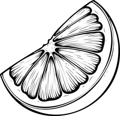 Rondelle orange cartier orange. Fruit isolé pour page ou livre de coloriage adapté adulte ou enfant, dessin au trait et fond totalement transparent 