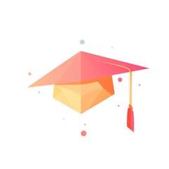 Obraz premium flat vector illustration of a graduation hat, stylised, abstract, minimal, clean design, web design, graphic design,generative ai