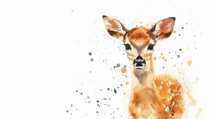 Fotobehang Painting funny deer for kids ON WHITE BACKGROUND © Soomro