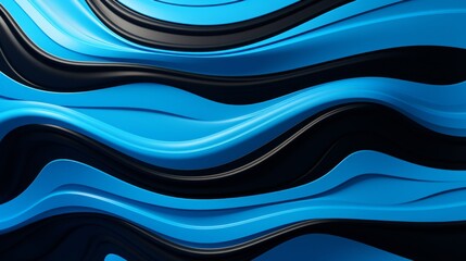 wavy design of blue and black lines, in the style of pop art inspired imagery, abstraction, algeapunk, marble - obrazy, fototapety, plakaty