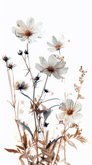flores salvajes en un fondo blanco