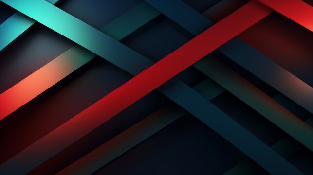 Red green and blue gradients in an abstract pattern with diagonal lines on a dark background, simple shapes and lines in a minimalist style