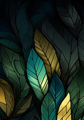 Abstract yellow and green leaf wallpaper