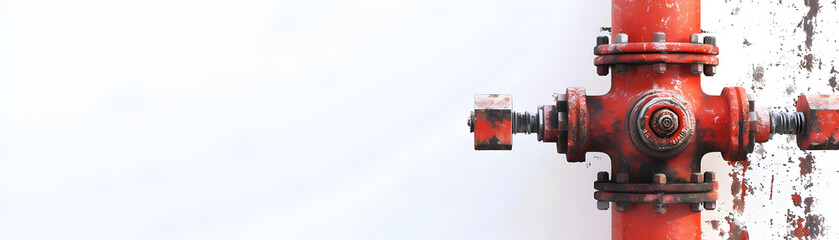 A vibrant red fire hydrant stands boldly against a clean, white background, showcasing its importance in fire safety and emergency response. - obrazy, fototapety, plakaty