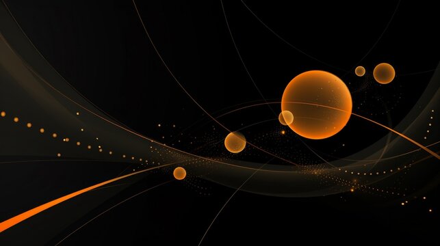 orange and black abstract wallpaper with circles, in the style of dark gray and dark black, desertwave