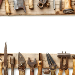 A diverse array of tools, ranging from screwdrivers and hammers to wrenches and pliers, hang neatly on a wall. Each tool serves a unique purpose, ready for use at a moments notice. - obrazy, fototapety, plakaty