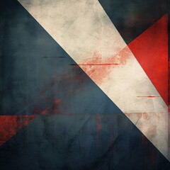 grungy background with red and grey patterned lines, punctured canvases, dark indigo and red