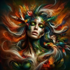 Fototapeta premium the beautiful and wild goddess of the forest 1