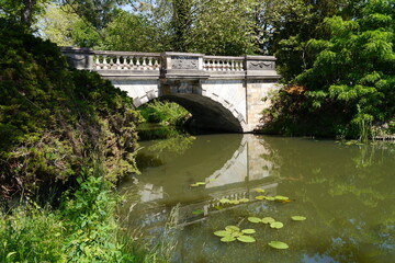 Fototapeta na wymiar Brücke im Wörlitzer Park im Dessau Wörlitzer Gartenreich
