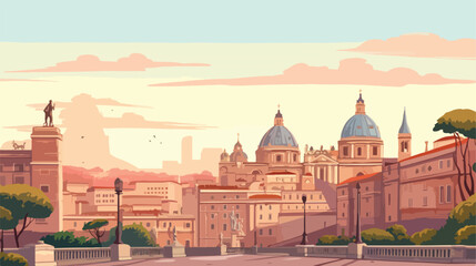 View of Rome Italy. Roma architecture and landmarks - obrazy, fototapety, plakaty