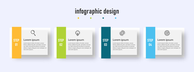 Fototapeta premium Modern infographics design template, timeline with 4 steps or options. can be used for workflow diagram, info chart, web design. vector illustration.