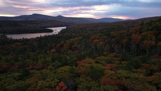 Drone Catskills Sunset Autumn Colorful Trees