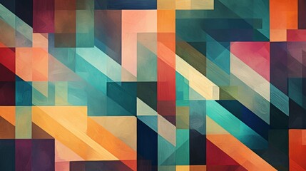 geometric pattern made of a collage of rectangular shapes and colors, in the style of bold shadows