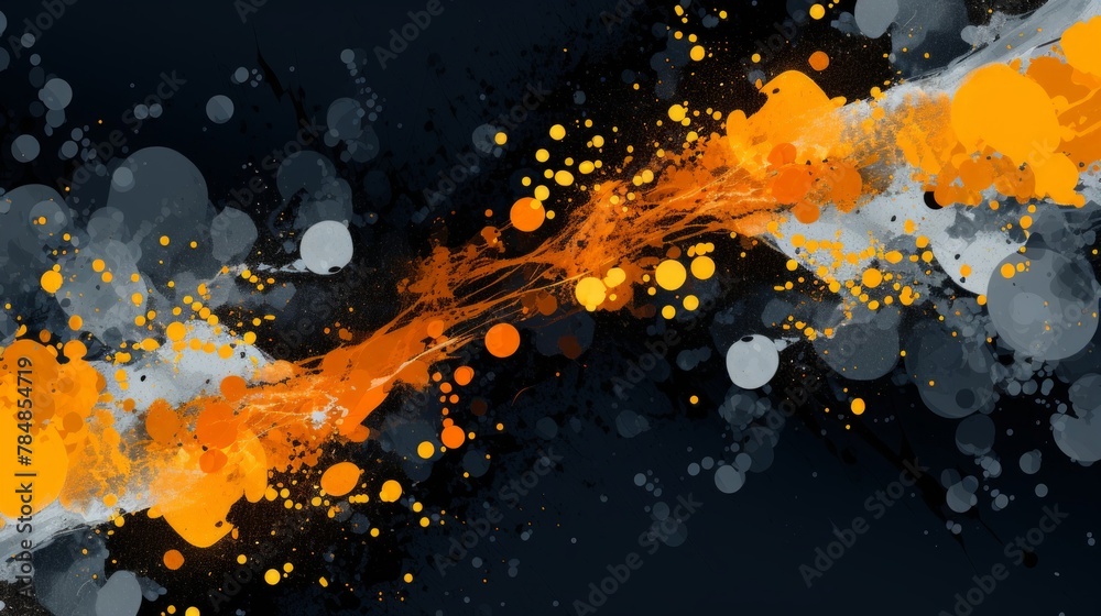 Sticker color splashes water illustration with yellow blue orange and black flakes