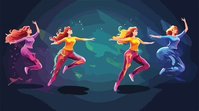 Visual effect of body dancing design 2d flat cartoon