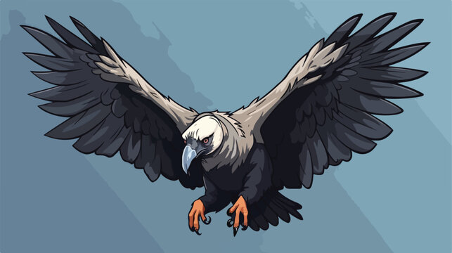 Vulture Logo Hand Drawing Vector Illustration 2d flat