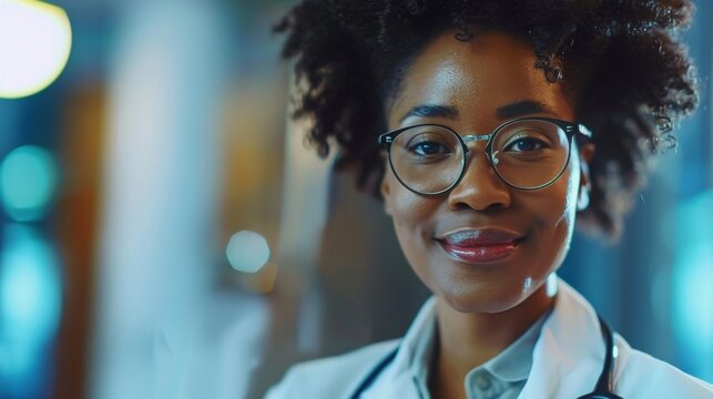 Soft lighting envelops the pharmacist in this portrait casting a glow on their white coat and caring expression. They hold a stethoscope a symbol of their commitment to both physical .