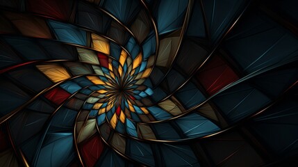 colorful abstract geometric pattern, in the style of dark, foreboding colors, focus stacking
