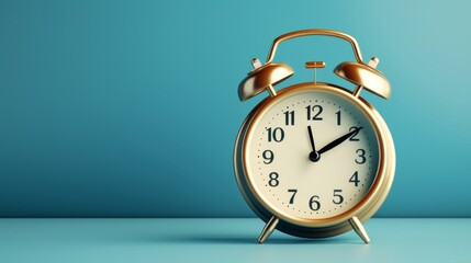 an Alarm clock on blue background