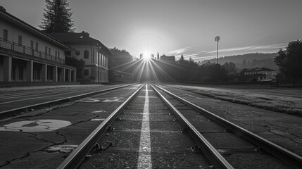 Fototapeta na wymiar Railroad Tracks at Dawn