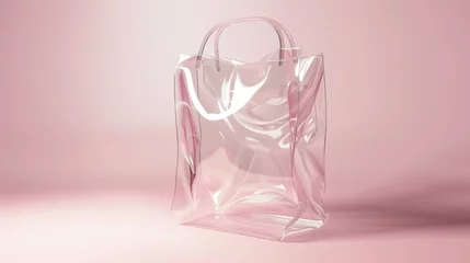 Foto op Plexiglas Blank mockup of a minimalistic clear tote bag with transparent handles. . © Justlight